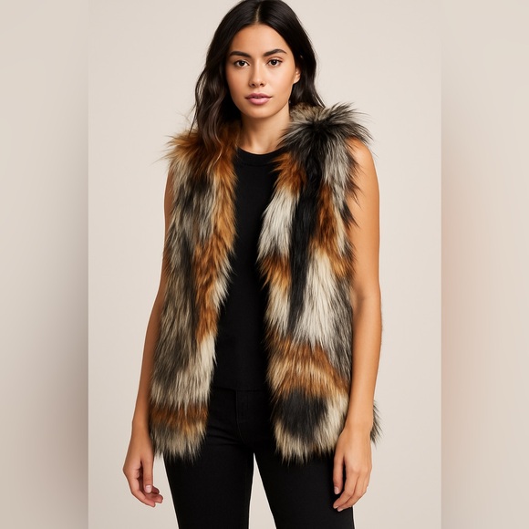 bebe Jackets & Blazers - Bebe Multicolor Faux Fur Vest